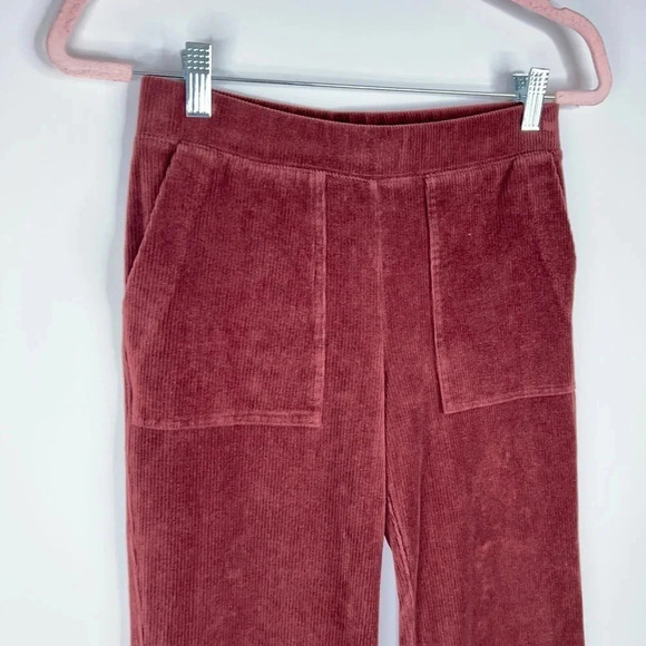 Daily Practice Anthropologie Corduroy Flare Pants Velour Burgundy Brown Size XS - Picture 3 of 11